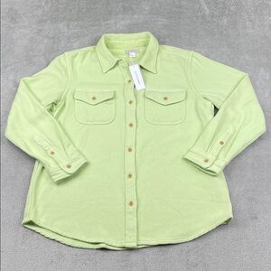 NEW Outerknown M/L Women's 100% Organic Cotton Lime Green Blanket Shirt